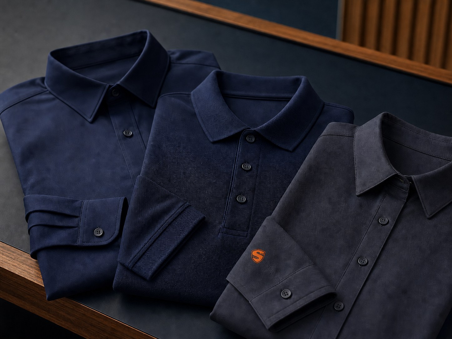 Camisas corporativas coordenadas com acabamento e bordado Supply.